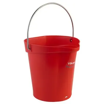 Bucket 6 Liter Polypropylene and Stainless steel 260x270x258mm Also see Bucket Lid 5689 and Wall holder 16200 Red
