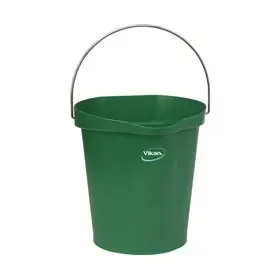 Vikan Hygiene Bucket with Pour Spout - Metal Detectable - Green - Graduation - 12ltr