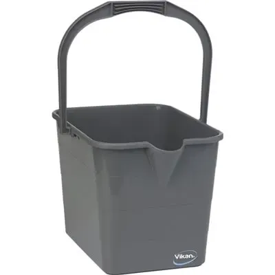 Vikan Microfibre Rectangular Plastic Wire Mop Bucket - Gray - 15ltr